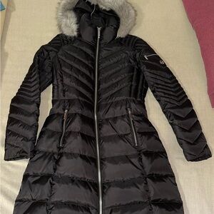 Michael Kors Black Puffer Coat w/ Faux Fur Hood Women’s Size S